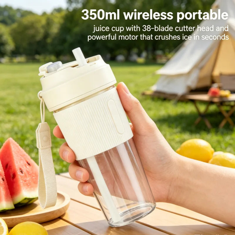Portable Blender Cup 350 mL 80W USB Rechargeable Mini Smoothie Maker - Green