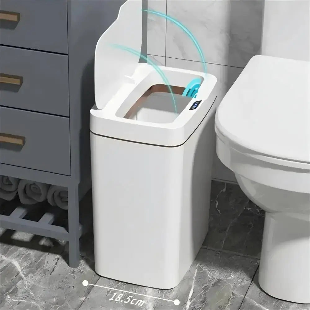 Sensor Trash Can 15L Touchless Automatic Lid with Bagging System Waterproof Design White