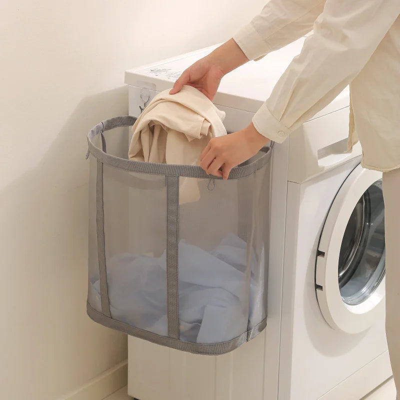 Laundry Hamper Foldable Portable Mesh Clothes Basket with Carry Handles Storage Organiser