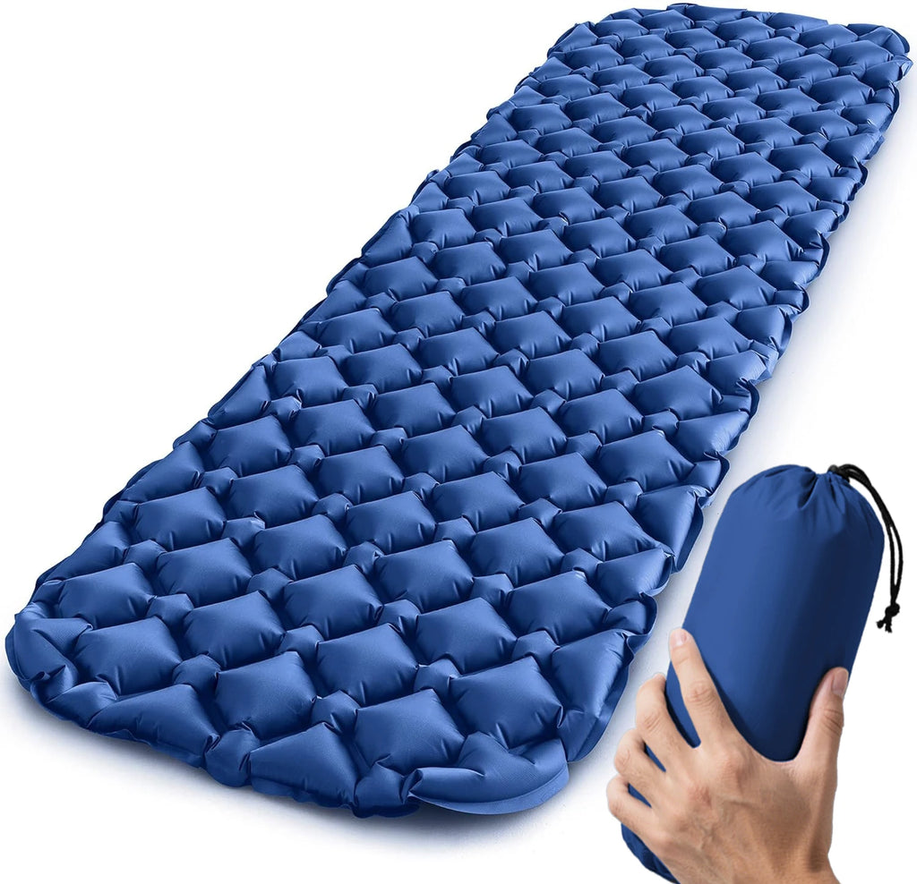 Camping Sleeping Pad Inflatable Mattress Ultralight TPU Nylon Travel Mat 190x60cm - Royal Blue
