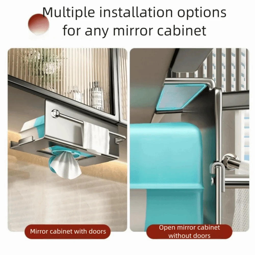 Carbon Steel Under Cabinet Paper Towel Holder Wall Mounted Hanging Kitchen Roll Rack Rustproof Waterproof – Grey
