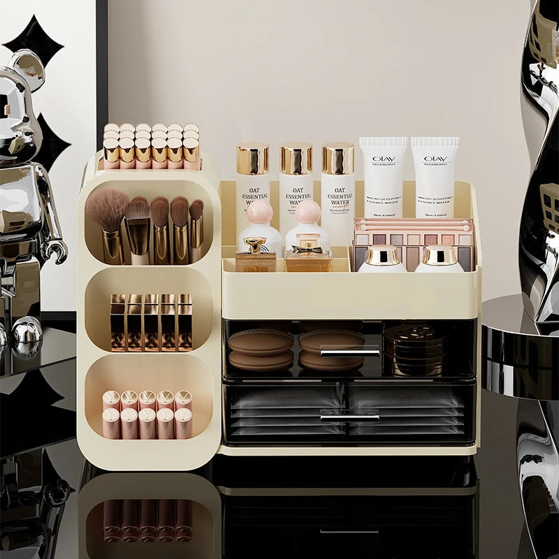 Cosmetics Storage Box Large Capacity Multifunctional Desk Organizer - Black