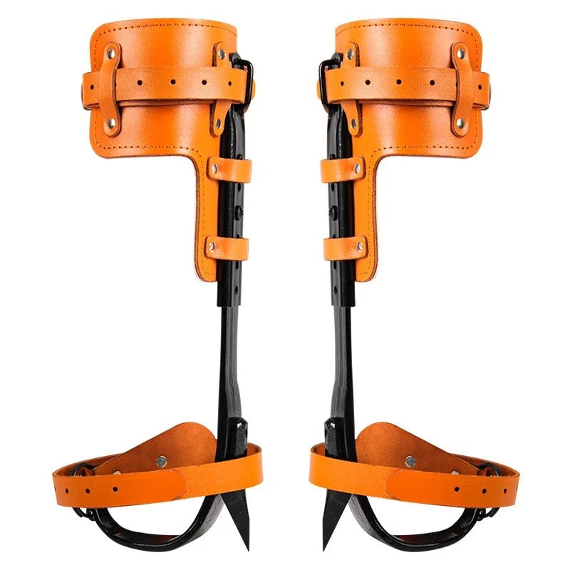 Tree Climbing Spike Pedal Tool Adjustable Straps Fruit Picking Hunting - Orange