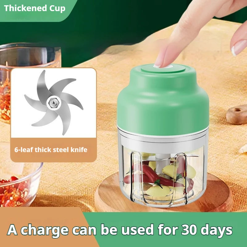 Electric Garlic Chopper 320ml USB Rechargeable Mini Food Processor Vegetable Grinder – Green
