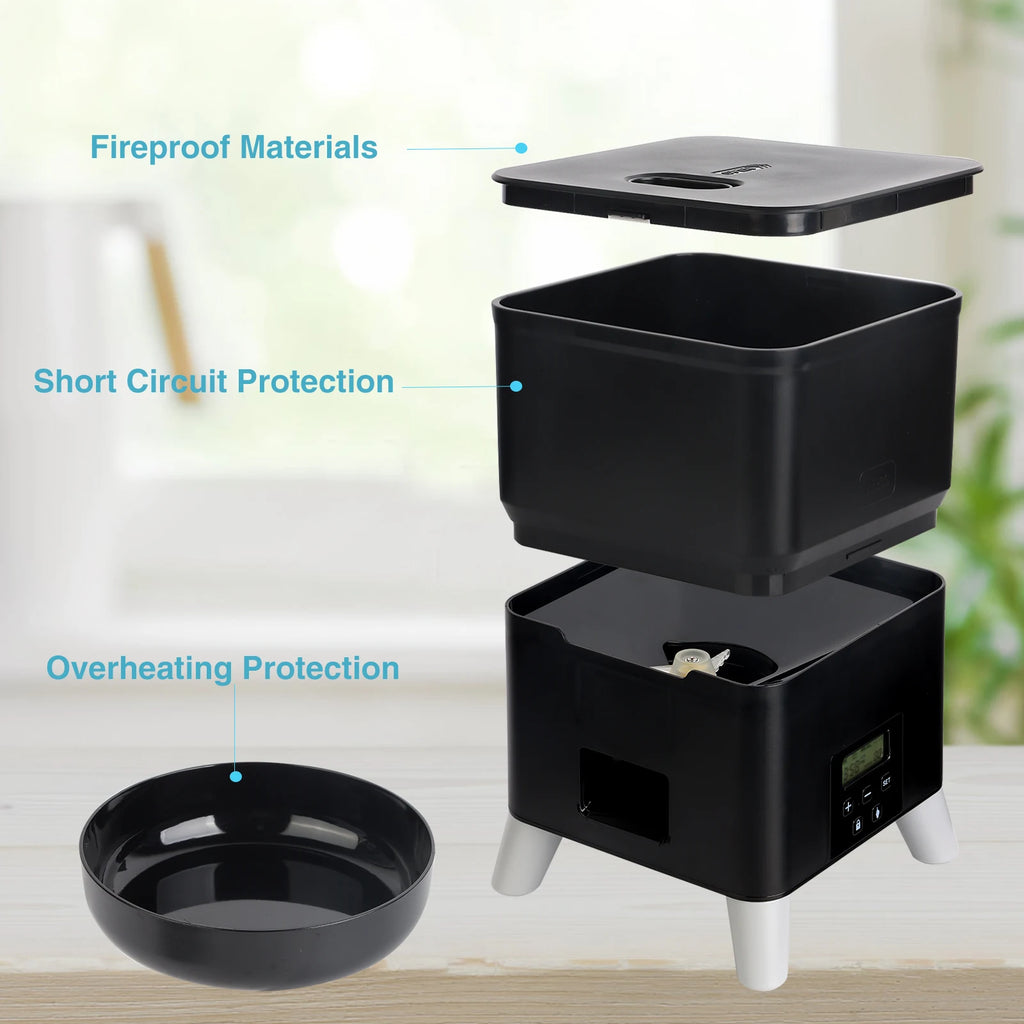Automatic Pet Feeder 3L Timed Dry Food Dispenser with Large Capacity Feeding Bowl - White