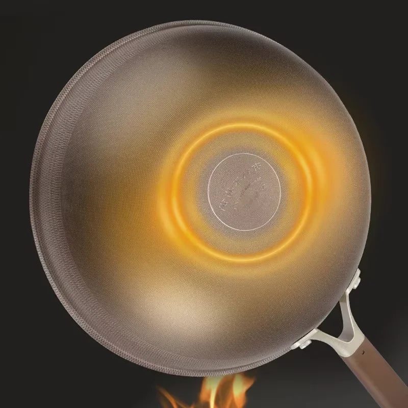 Frying Pan 32cm Stainless Steel Titanium Wok Induction and Gas Compatible