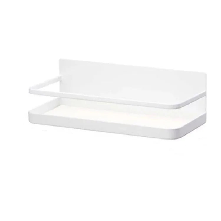 Magnetic Refrigerator Spice Rack Single Tier Metal Storage Shelf Kitchen Organizer – White