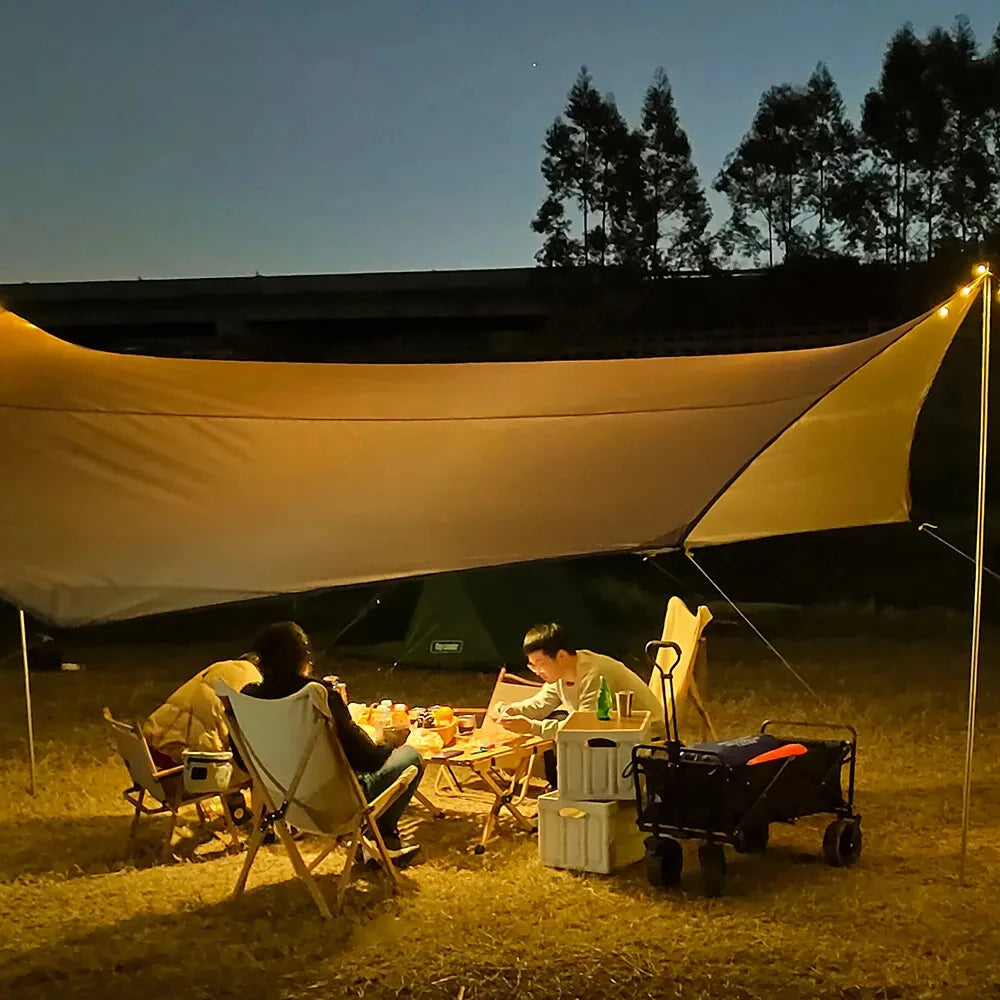5.1×5.1m Large Waterproof Butterfly Camping Tarp Sun Shelter – Black