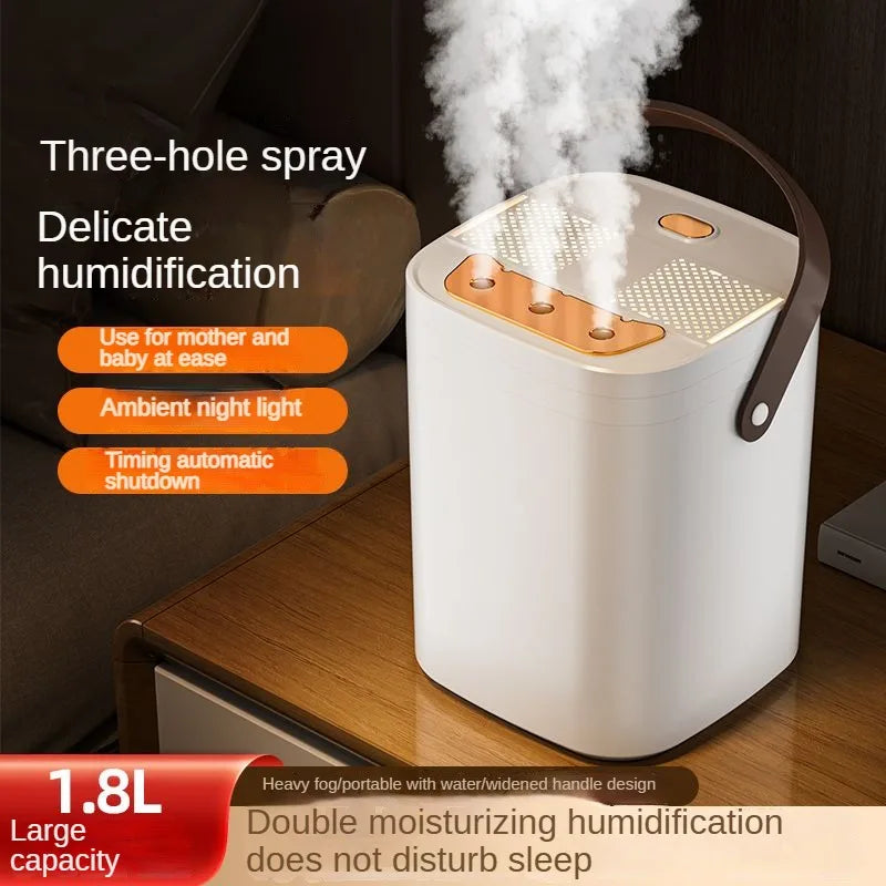 Three Nozzle Humidifier 1.8 L USB Quiet Mist with Night Light - Green
