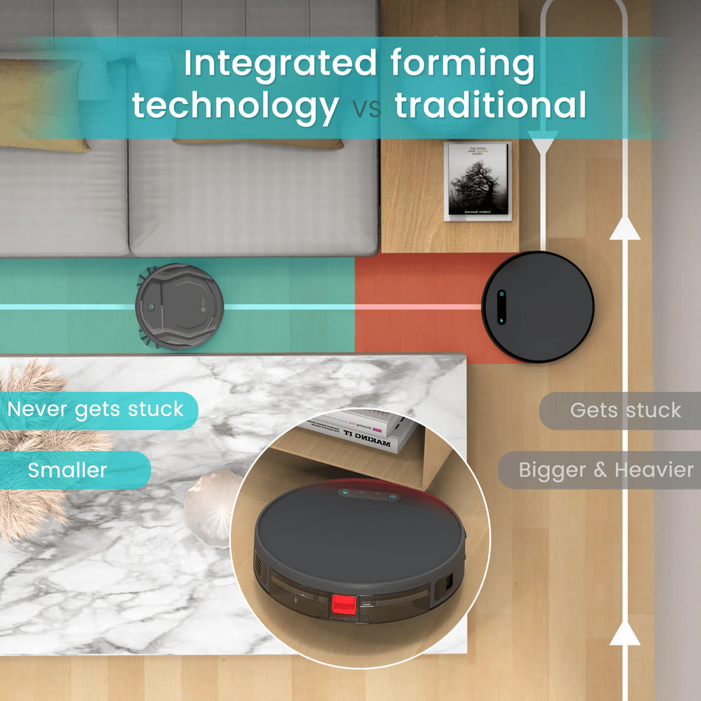 Robot Vacuum Cleaner 2200Pa Smart Navigation WiFi App Control Self-Charging – Black