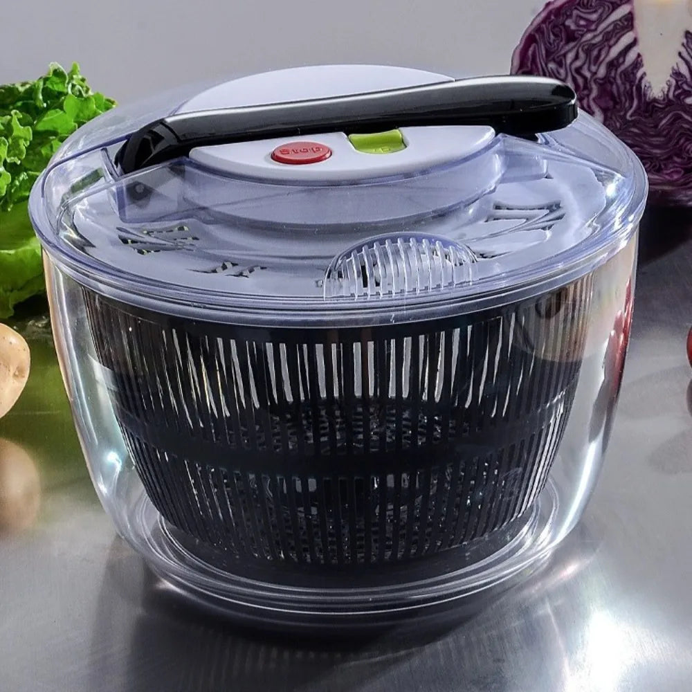 Vegetable Salad Spinner 3L Press Type Lettuce Dryer Fruit and Vegetable Dehydrator – White