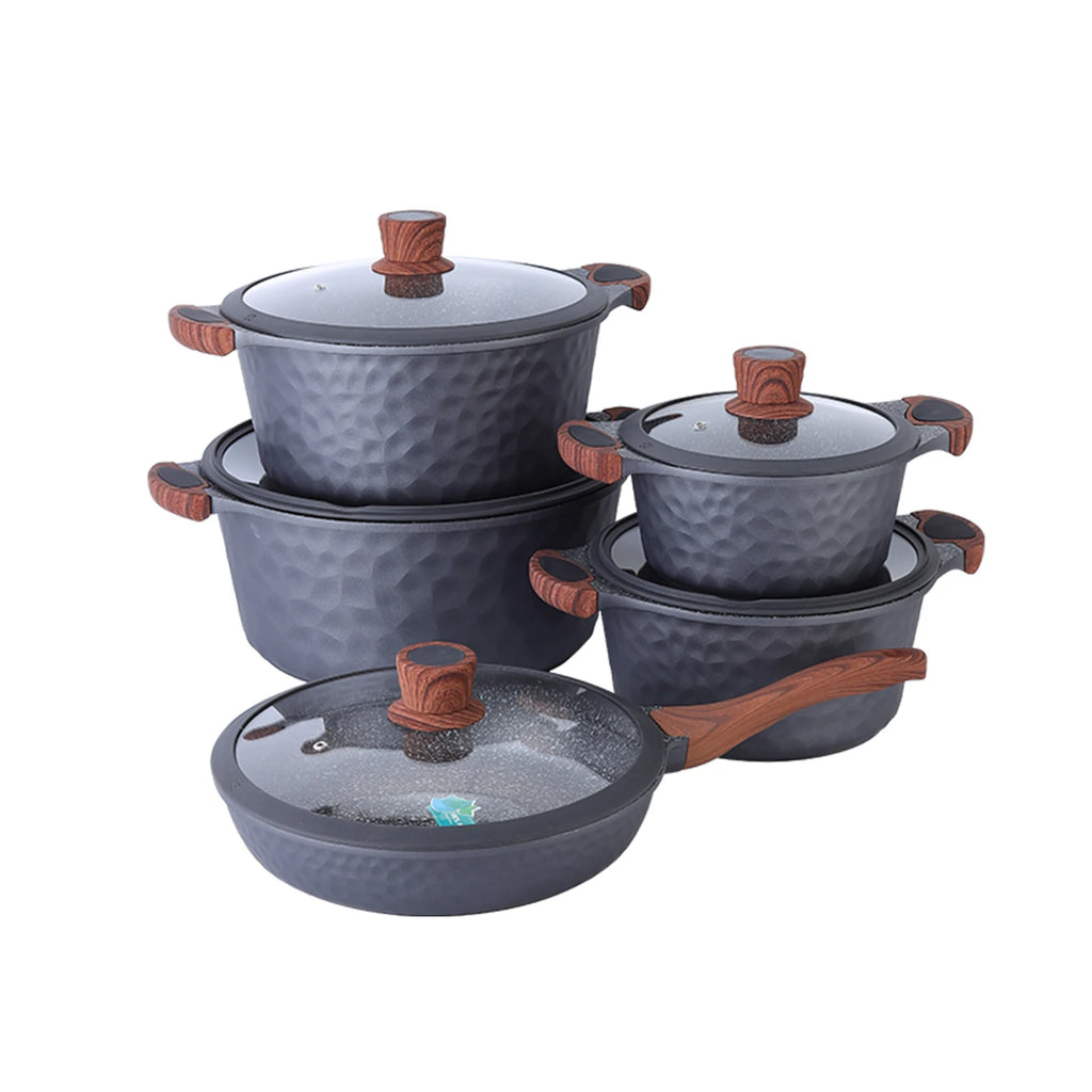 10-Piece Nonstick Pots and Pans Set with Pan Protectors – Black