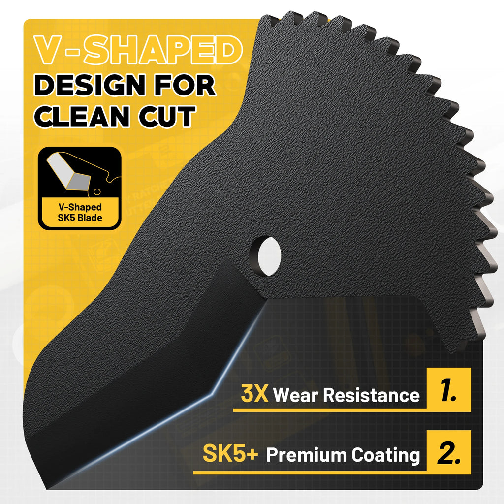 Heavy-Duty PVC Pipe Cutter 3-Gear Adjustable Ratchet Tool Up to 2-1/2 Inch for PEX PVC PPR