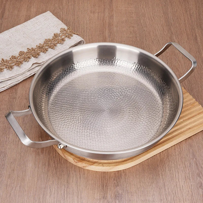 Titanium Alloy Frying Pan 30cm Skillet Hammer Pattern Double Handle
