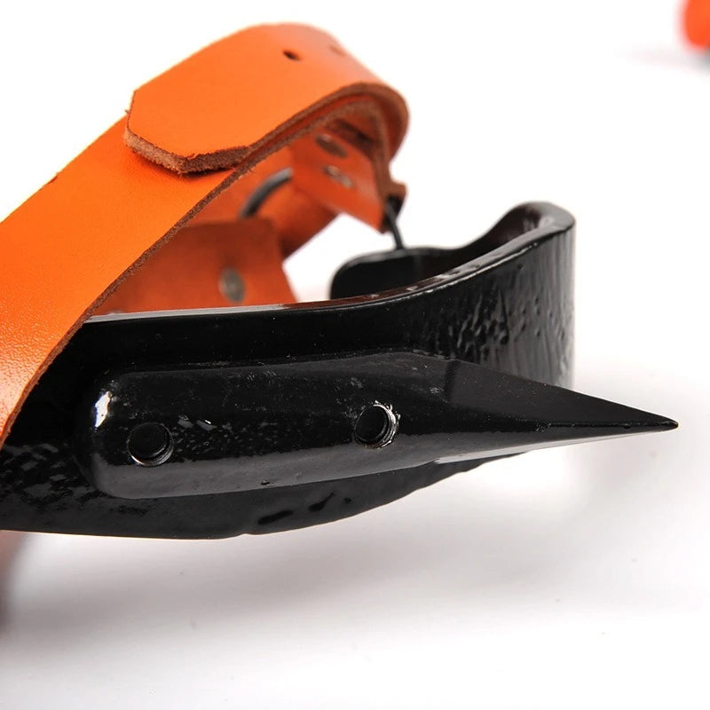 Tree Climbing Spike Pedal Tool Adjustable Straps Fruit Picking Hunting - Orange
