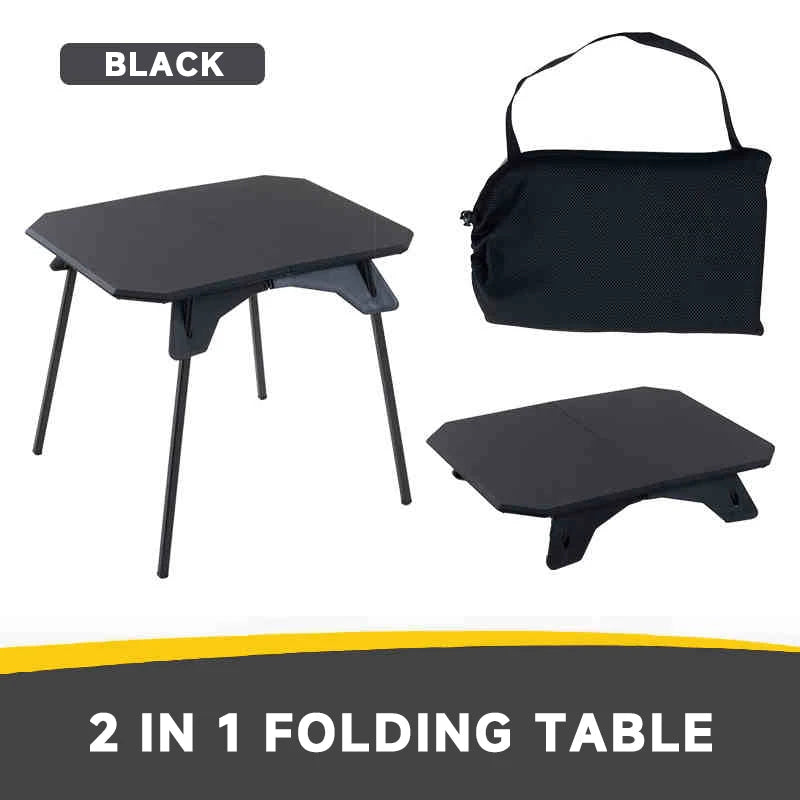 Outdoor Camping Table – Ultralight Dual-Purpose Folding Table – Portable Adjustable Table for Camping, Picnic, BBQ, Fishing – Black