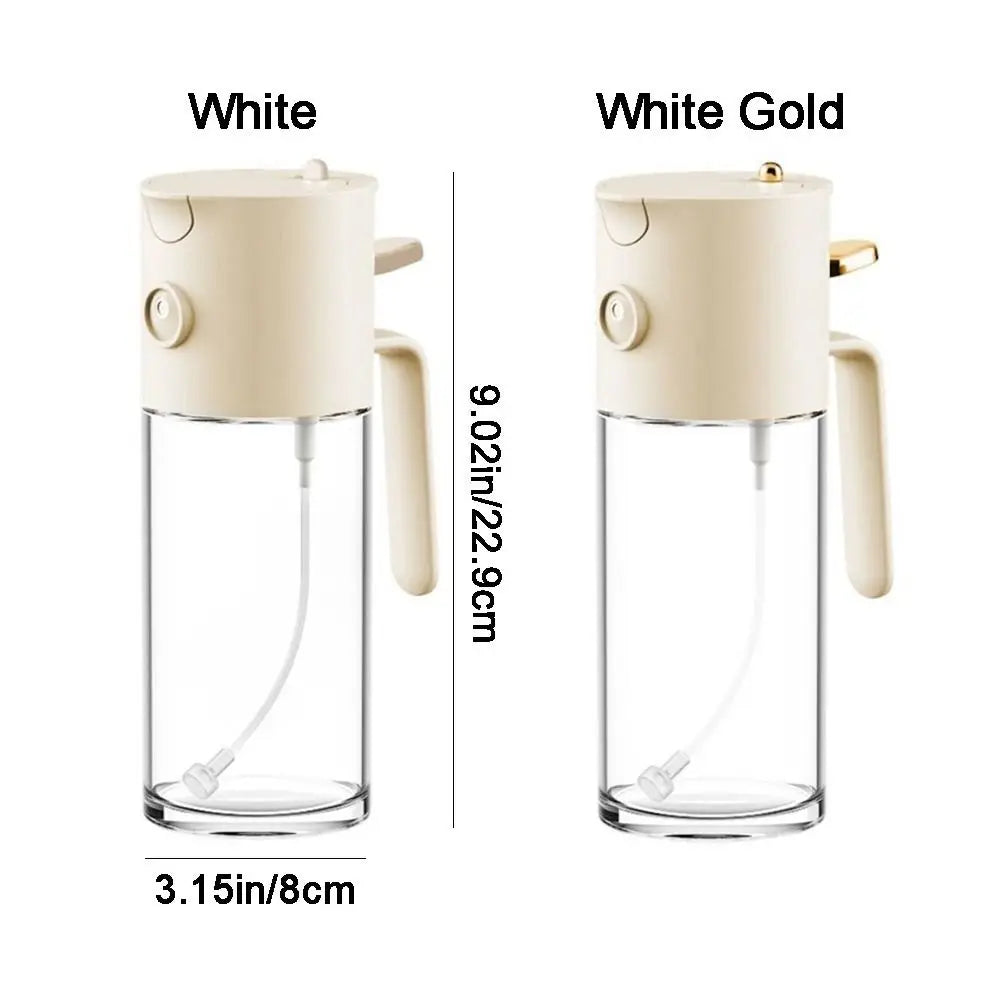 580ml 2 in 1 Glass Oil Sprayer and Pourer Refillable Leakproof Cooking Oil Dispenser Bottle – White