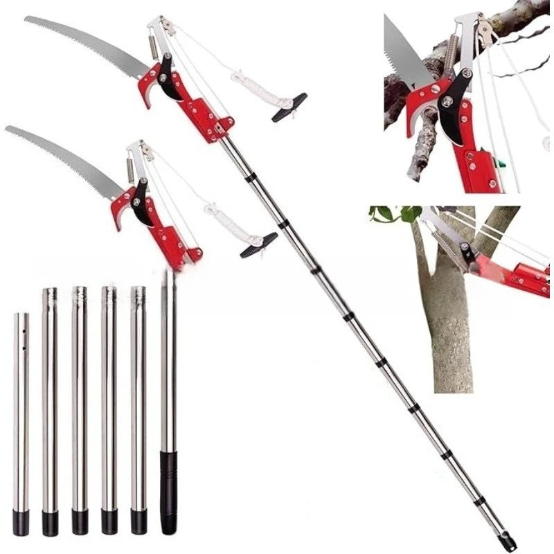 Extendable Tree Pruner 2.4m Pole Saw Branch Cutter SK5 Steel Garden Pruning Tool