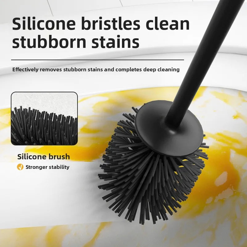 Toilet Brush Floor Standing Soft TPR Silicone Head Bathroom Cleaner - White