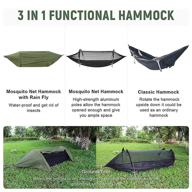 Camping Hammock Tent 3 In 1 Waterproof Outdoor Shelter with Mesh Blue