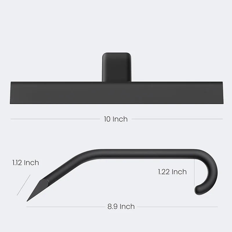 Silicone Glass Squeegee Window Bathroom Wiper with Hook T Handle - Black