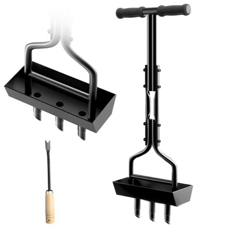 Lawn Aerator 99cm Manual Soil Coring Tool with Core Collection Tray – Black