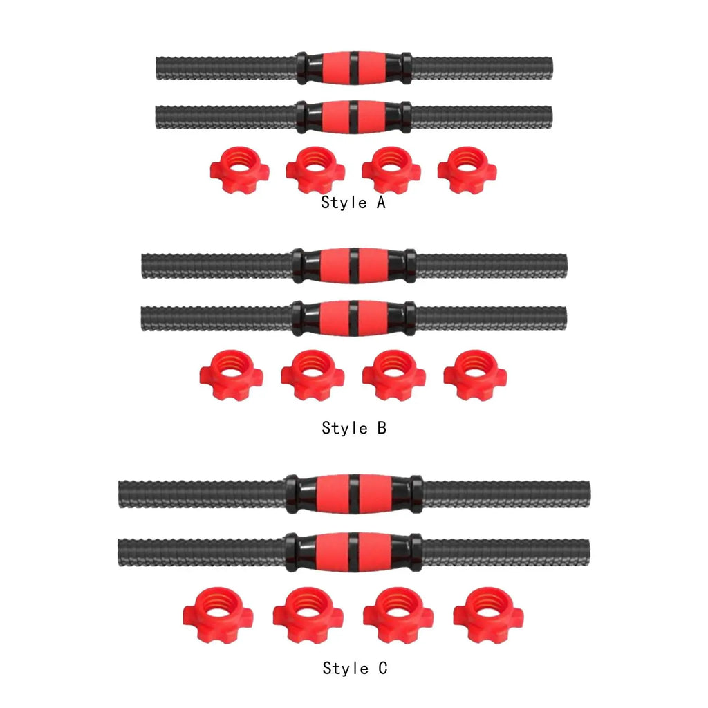 Dumbbell Bars Set 2 Pack Adjustable Steel Handles with Spinlock Nuts for Strength Training - 35cm