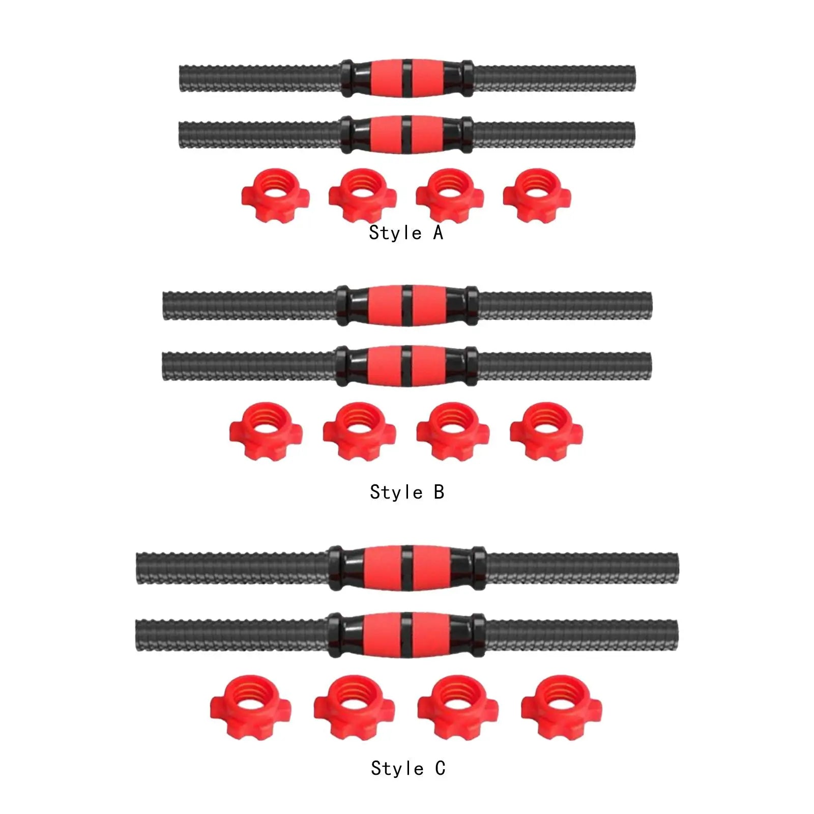 Dumbbell Bars Set 2 Pack Adjustable Steel Handles with Spinlock Nuts for Strength Training - 35cm