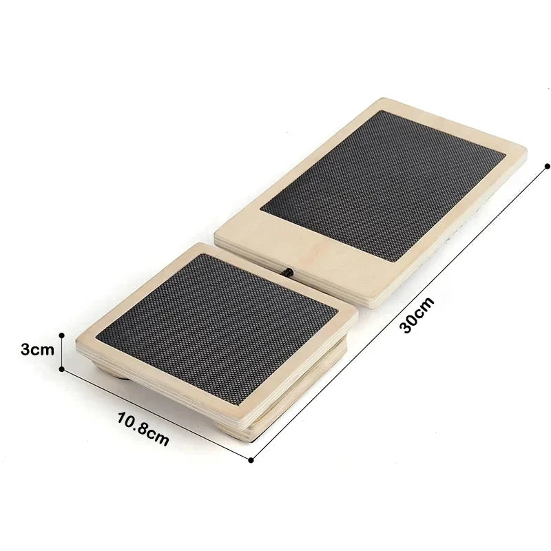 Wooden Balance Board Single Foot Trainer Ankle Strength and Stability Exercise Tool - Black Beige