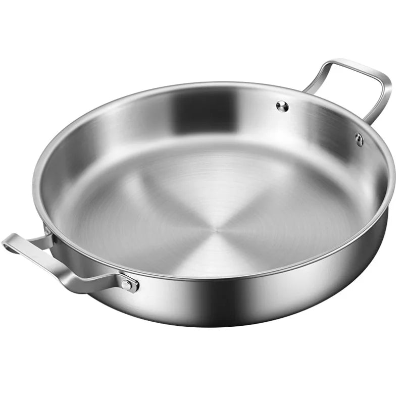 Frying Pan 30cm 316 Stainless Steel Deep Skillet with Glass Lid