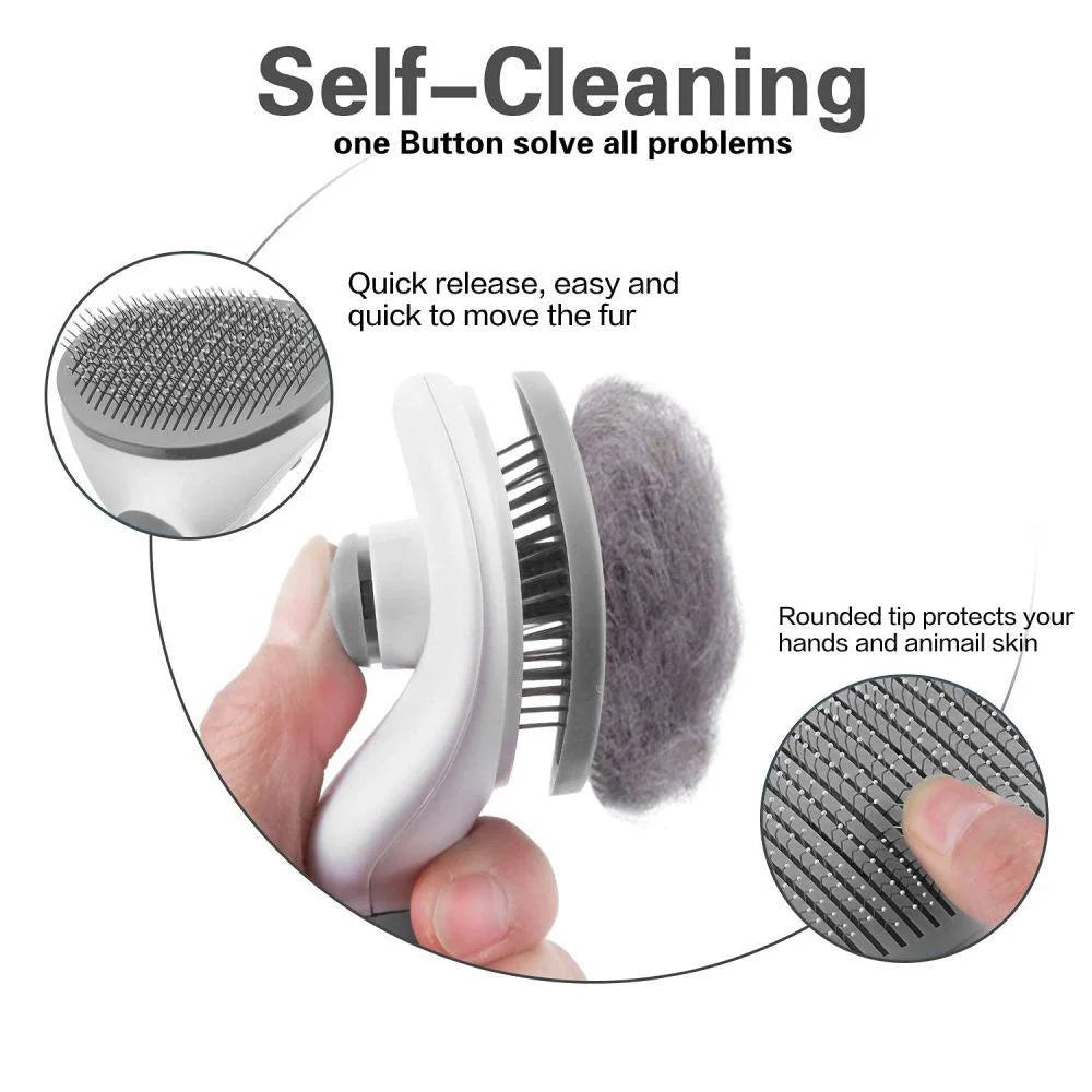 Pet Grooming Brush Self Cleaning Slicker Tool for Cats and Dogs - Pink