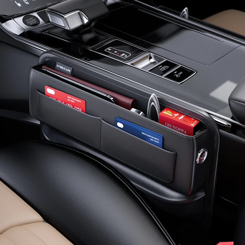 Car Storage Organiser PU Leather Seat Crevice Pocket Multiple Card Slots Central Console Holder