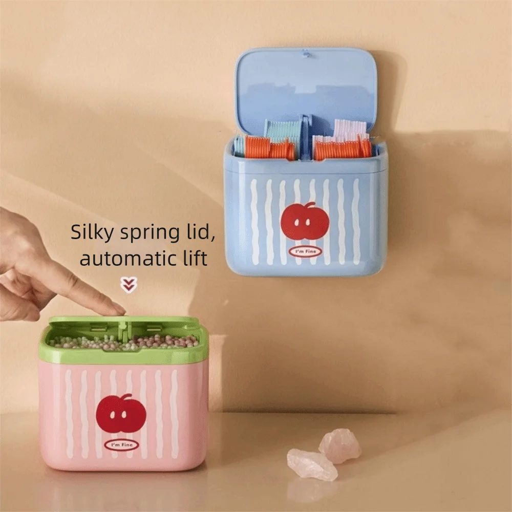 Automatic Cotton Swab Dispenser Dustproof Cotton Bud Holder with Lift-Up Storage Box – Pink