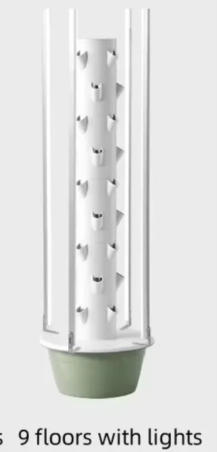 Hydroponic Tower 9 Layer Vertical Planting System with LED Grow Light