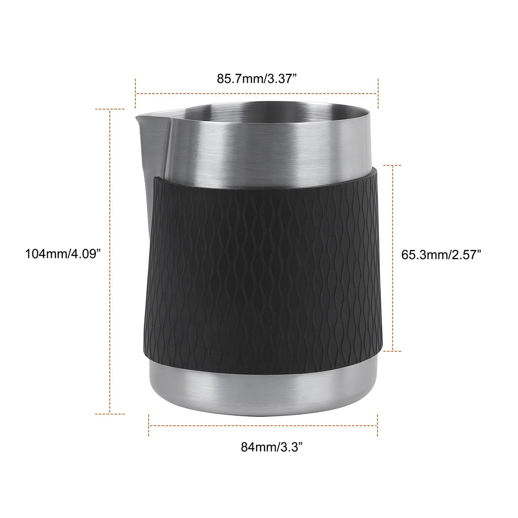 Espresso Milk Pitcher 500ml Handleless Stainless Steel Frothing Jug with Sharp Spout - Black