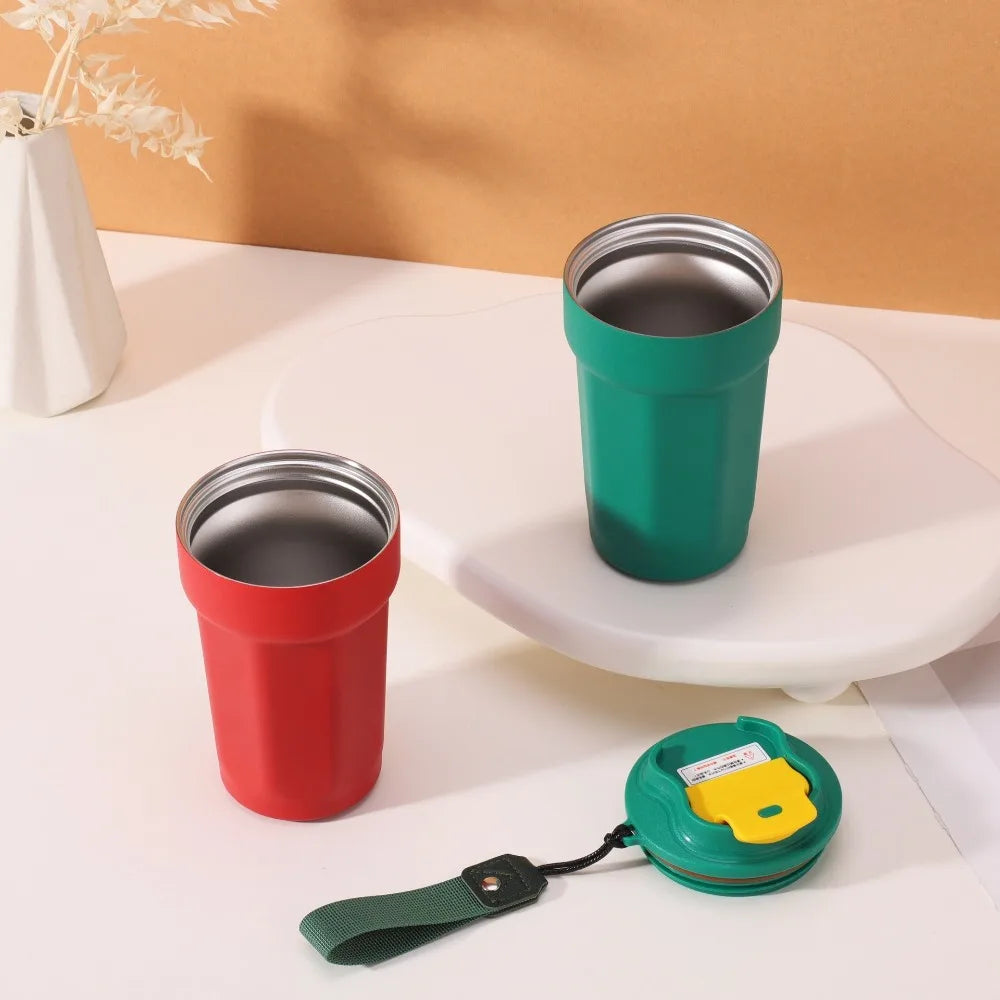 Stainless Steel Vacuum Insulated Coffee Tumbler with Lid Portable Thermal Travel Mug – Yellow