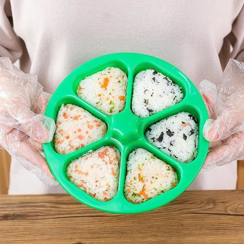 6-in-1 Onigiri Mold Triangle Sushi Rice Ball Maker Bento Press – White