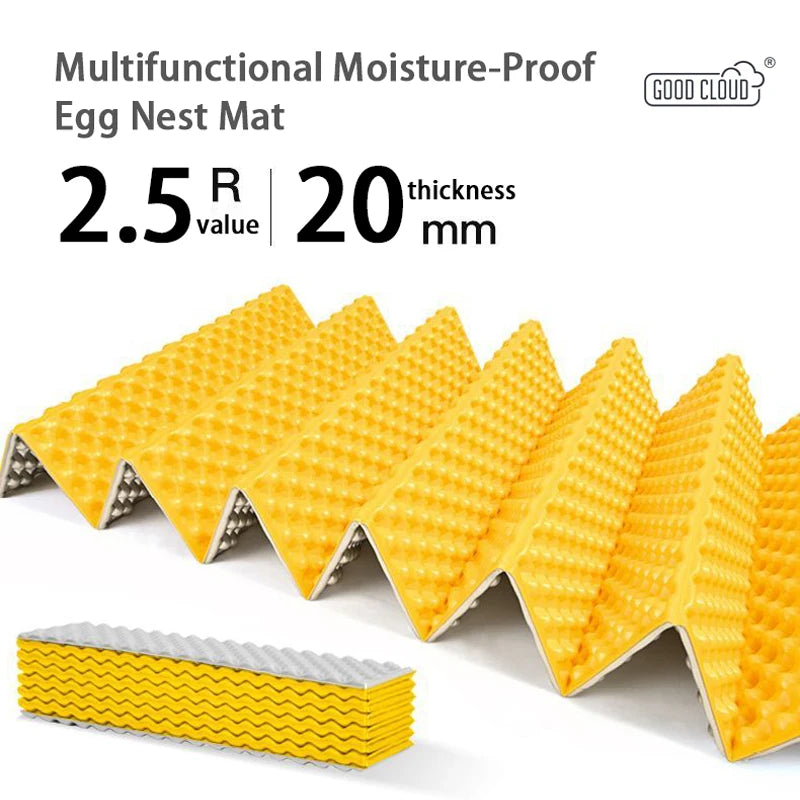 Ultralight Folding Sleeping Mat 2cm Egg Crate Foam Camping Pad with Aluminium Foil Insulation – Yellow