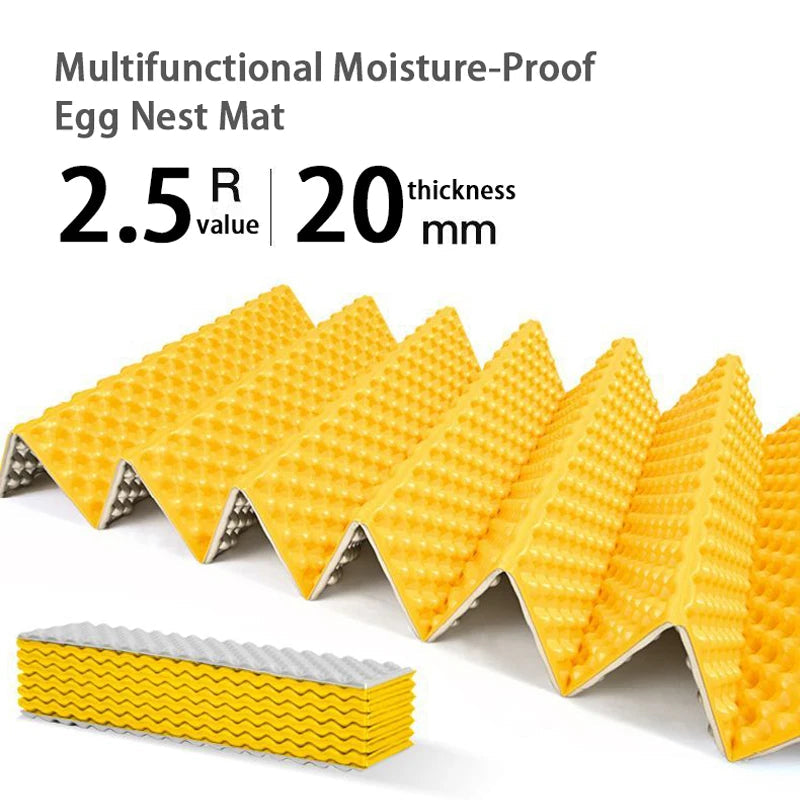 Ultralight Folding Sleeping Mat 2cm Egg Crate Foam Camping Pad with Aluminium Foil Insulation – Orange