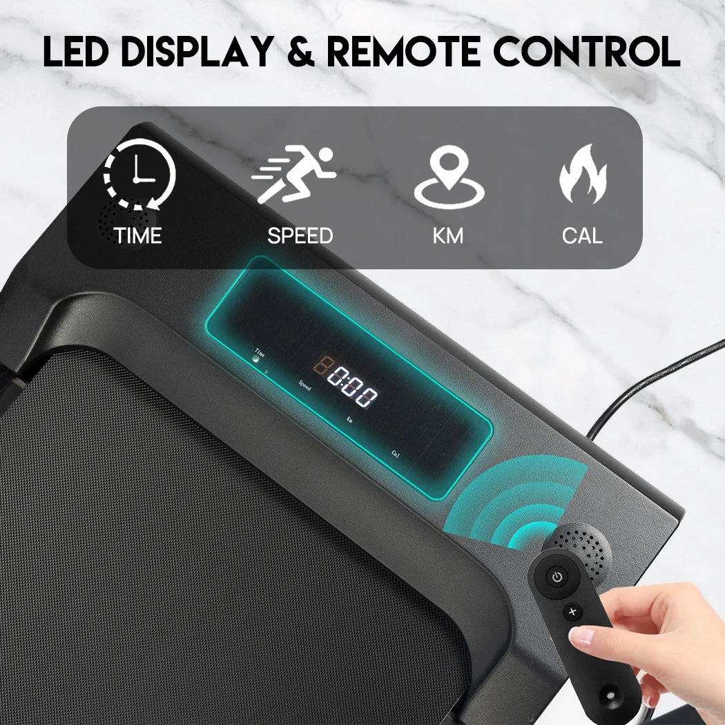 Treadmill 120kg Capacity Foldable Walking Pad with Bluetooth Speakers and Remote – Black