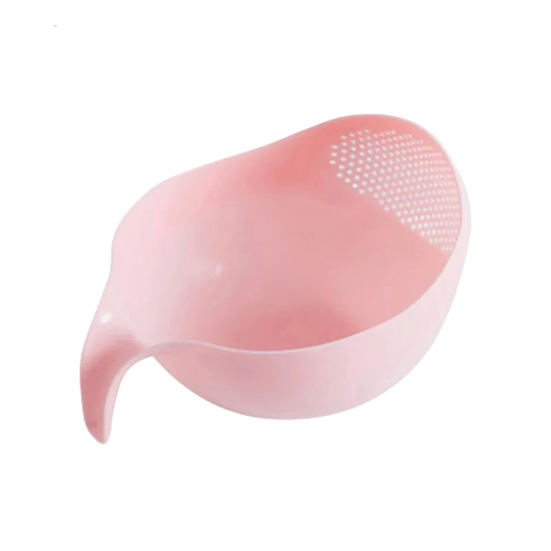 Kitchen Rice Sieve Drain Basket 22cm Vegetable Fruit Washing Strainer With Handle - Pink