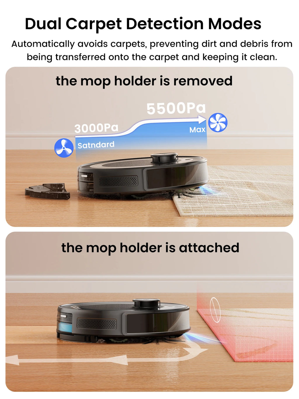 Robot Vacuum Cleaner 6000Pa LiDAR Navigation Self-Emptying Vacuum Mop with 2.7L Dust Station WiFi App Control Alexa