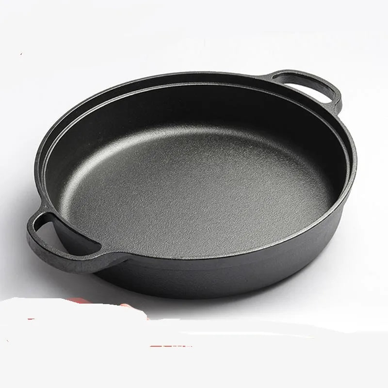 Cast Iron Frying Pan 30cm Flat Bottom Deep Skillet Cookware