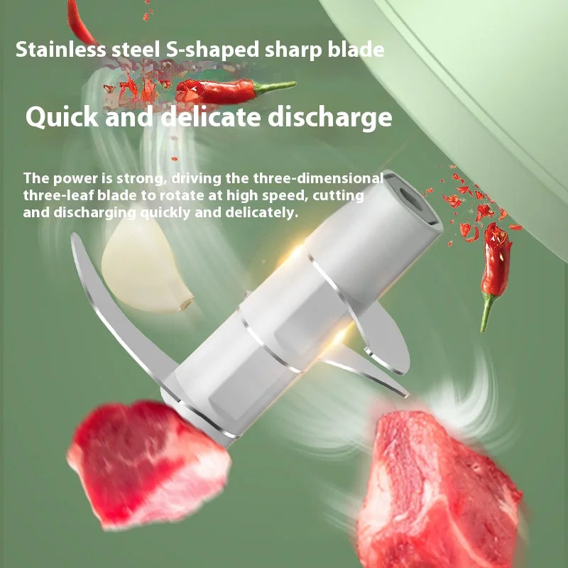 Electric Food Chopper 250mL USB Rechargeable Mini Garlic Meat Vegetable Grinder – Pink