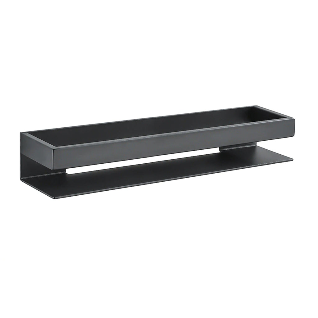 Shower Shelf 50cm Wall Mounted Bathroom Storage Rack Aluminum Shelf with Stainless Steel Bar Black