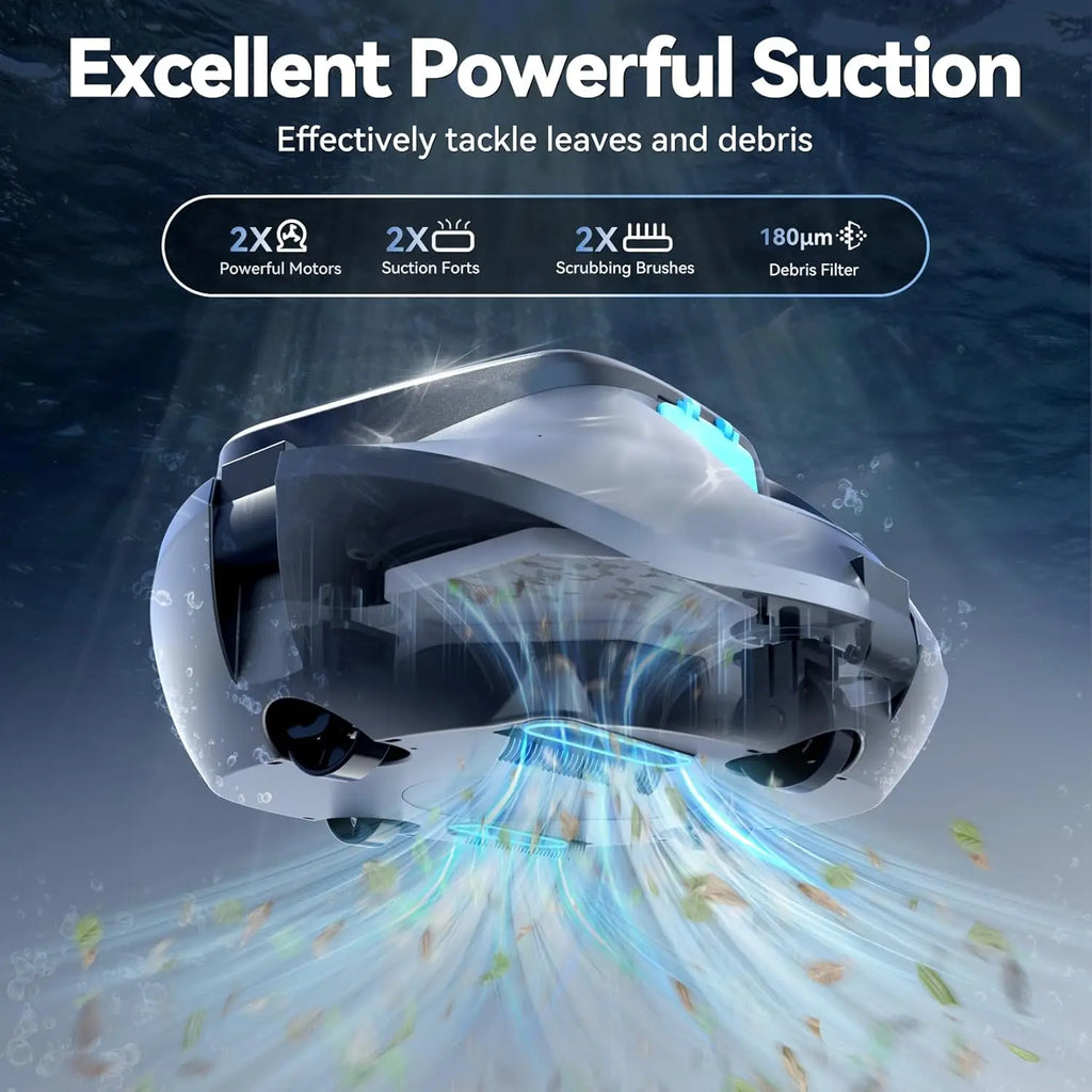 Pool Vacuum Robot 4000mAh Cordless Automatic Cleaner with Twin Motor Suction