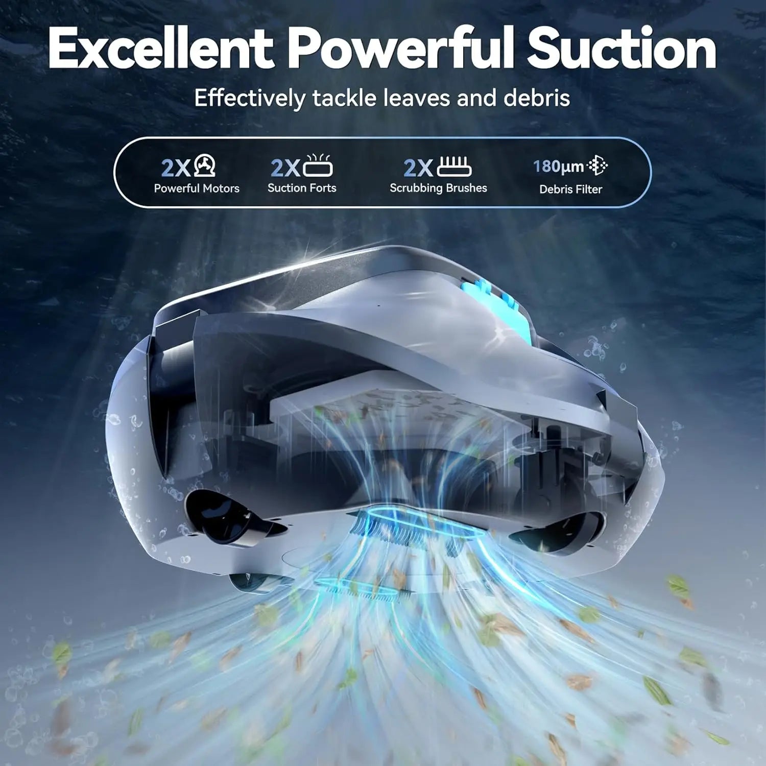 Pool Vacuum Robot 4000mAh Cordless Automatic Cleaner with Twin Motor Suction