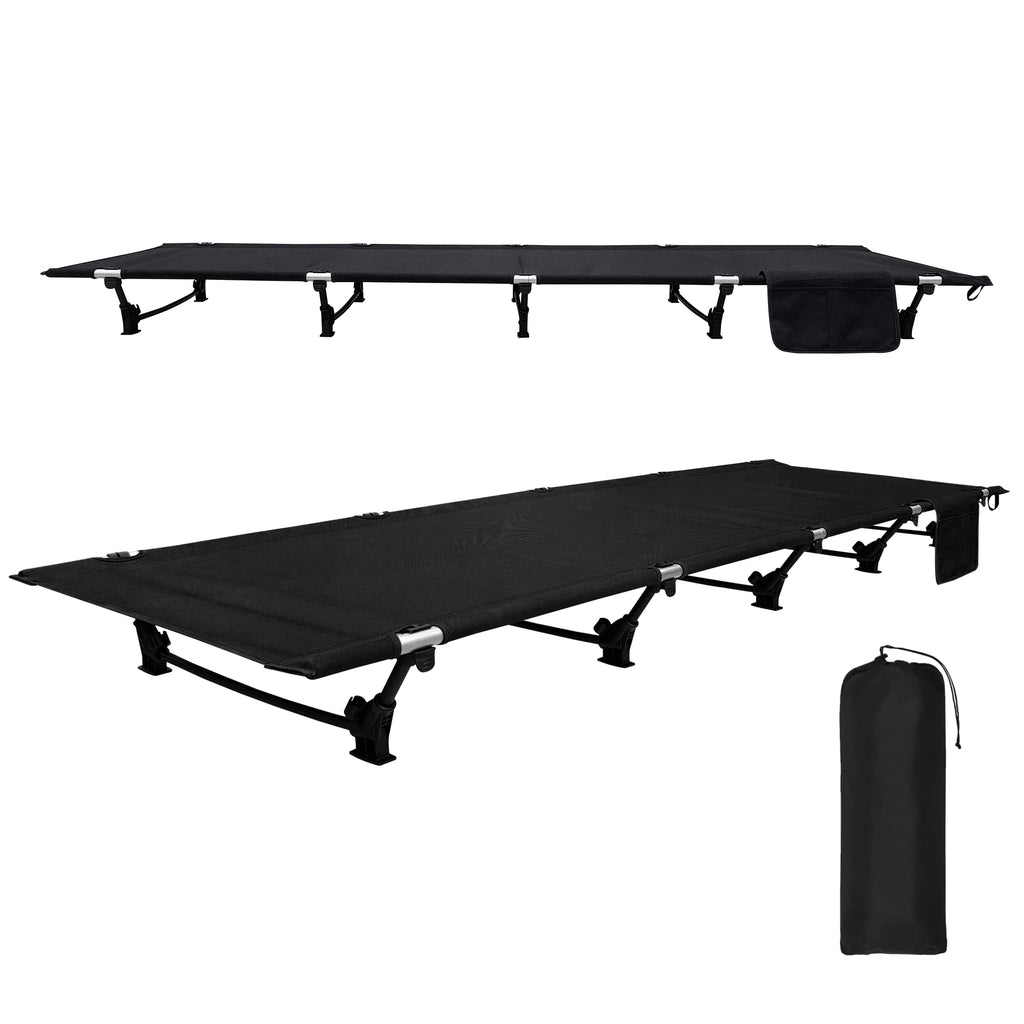 Camping Cot 190cm Portable Folding Bed Ultralight Compact Tent Bed – Black