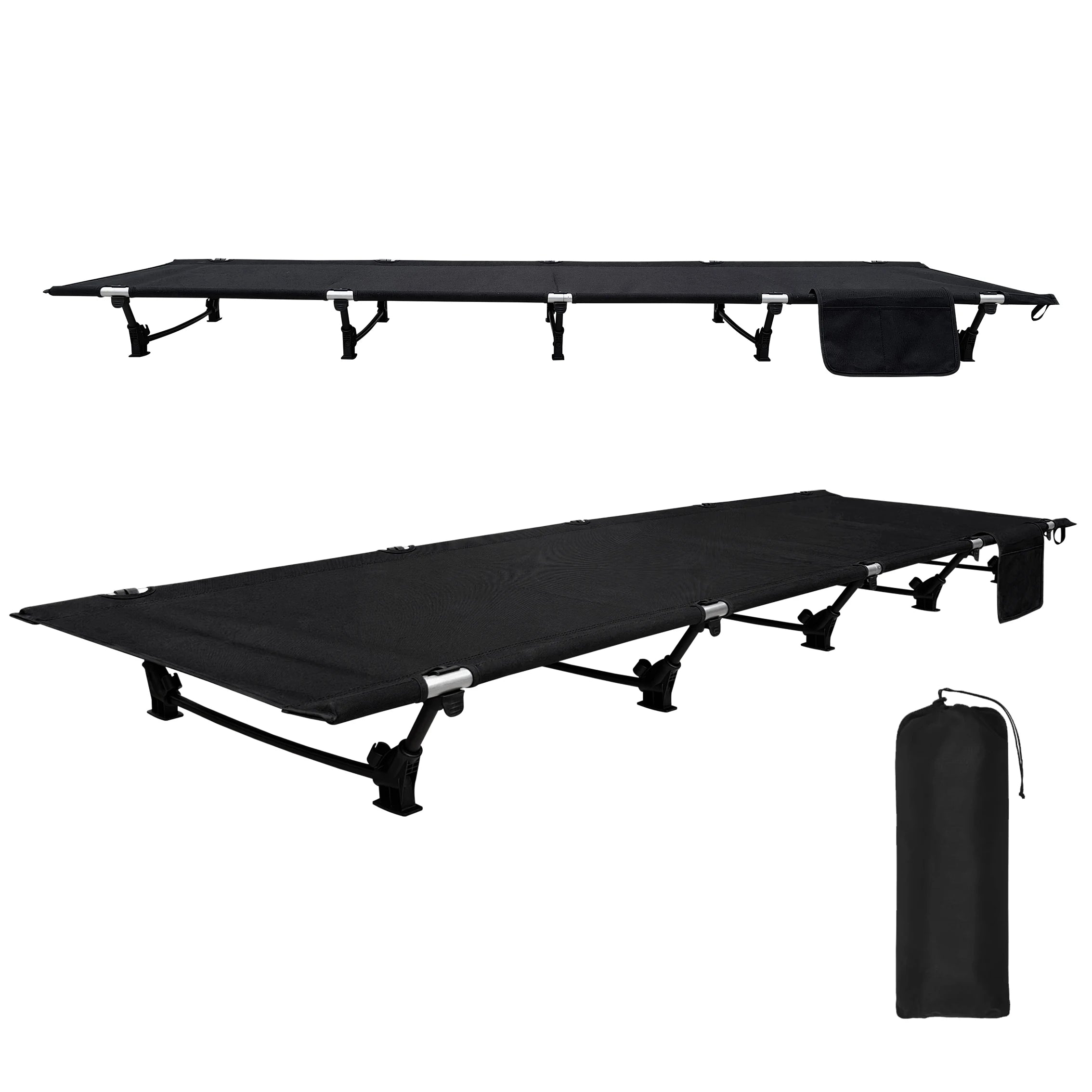 Camping Cot 190cm Portable Folding Bed Ultralight Compact Tent Bed – Black