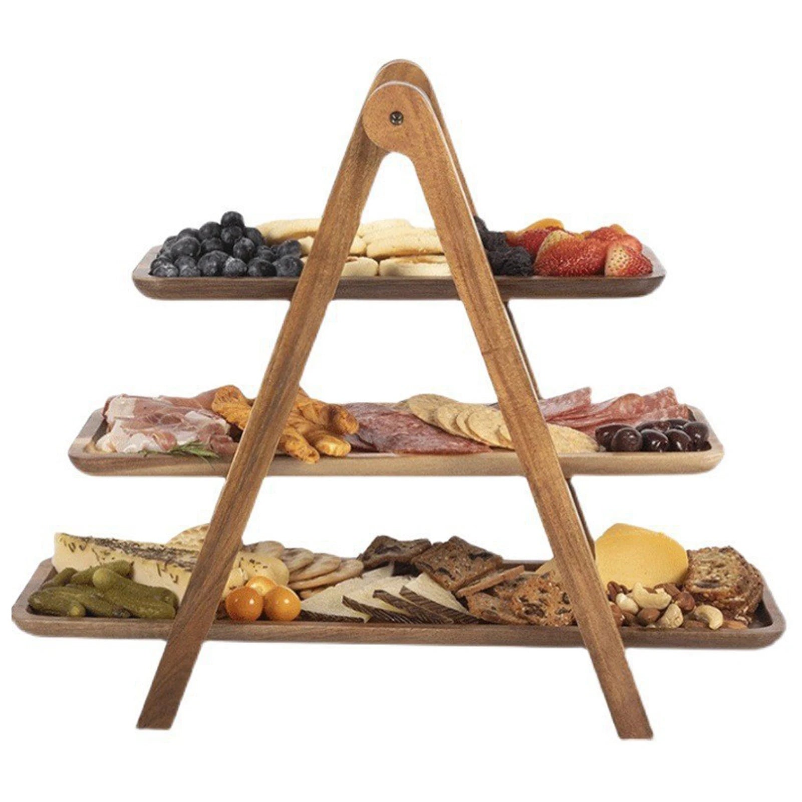 3-Tier Wooden Serving Tray Stand for Cakes, Desserts and Table Display